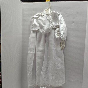 New Baby Grand White Dress Jacket Hat Shoes Satin Lace Christenings 6-12 Month